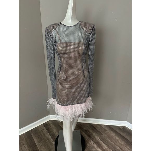 Bronx and Banco Webb Feather-Trim Cocktail Dress US 4 $1200 - Picture 11 of 16